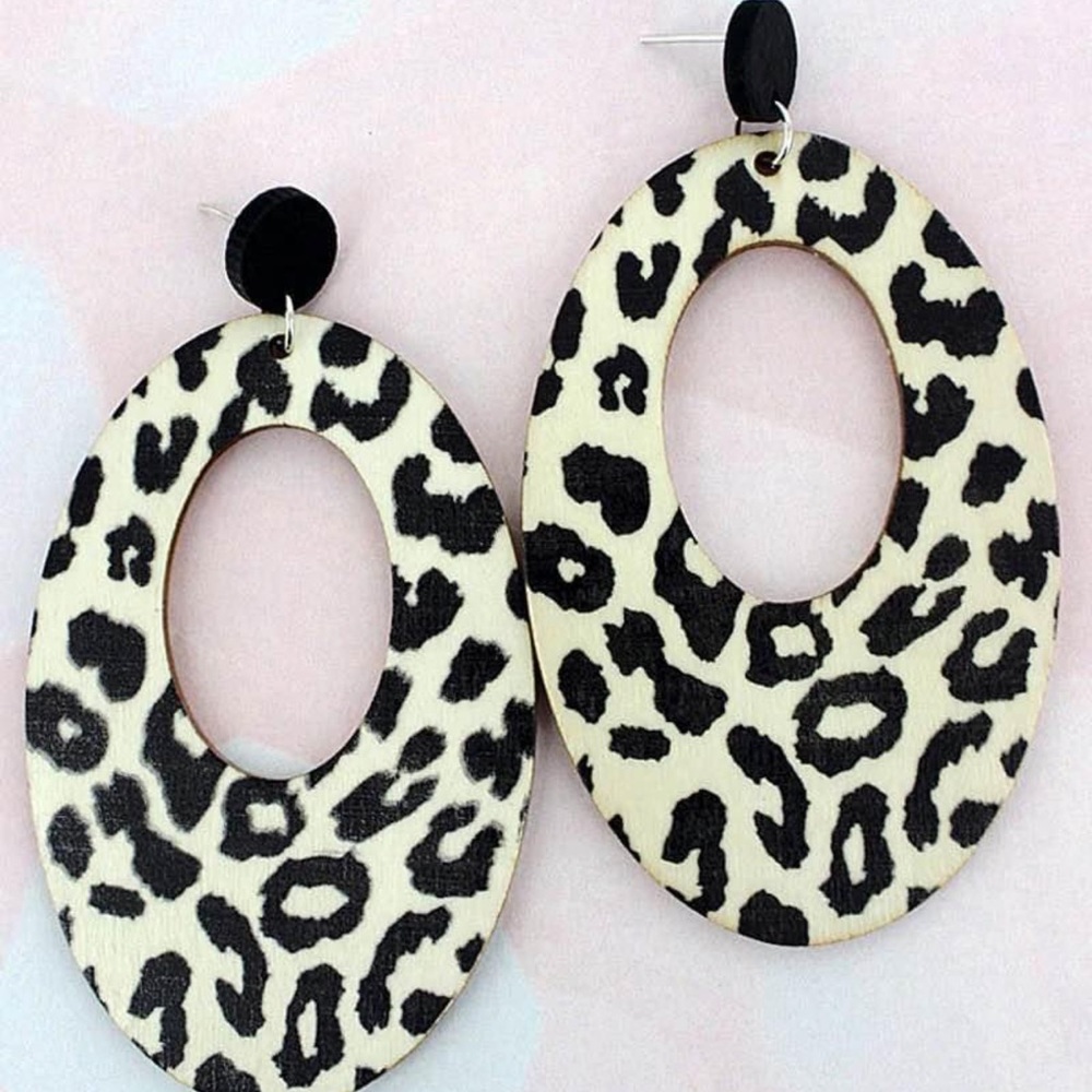 Black leopard wood earring